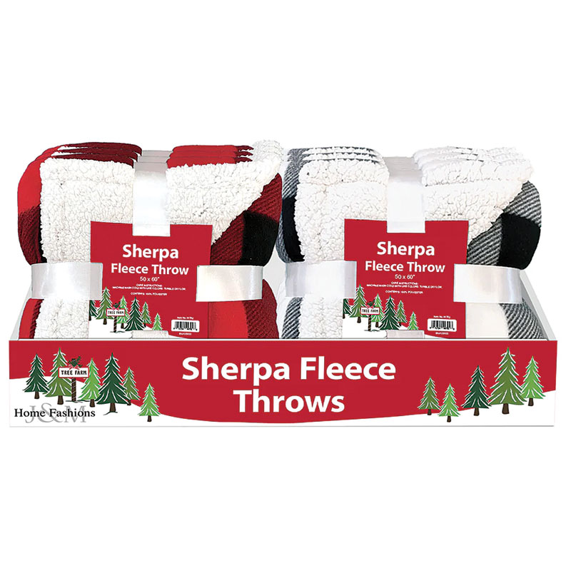 JM Home Fashions Sherpa Fleece Throw Red Or Gray