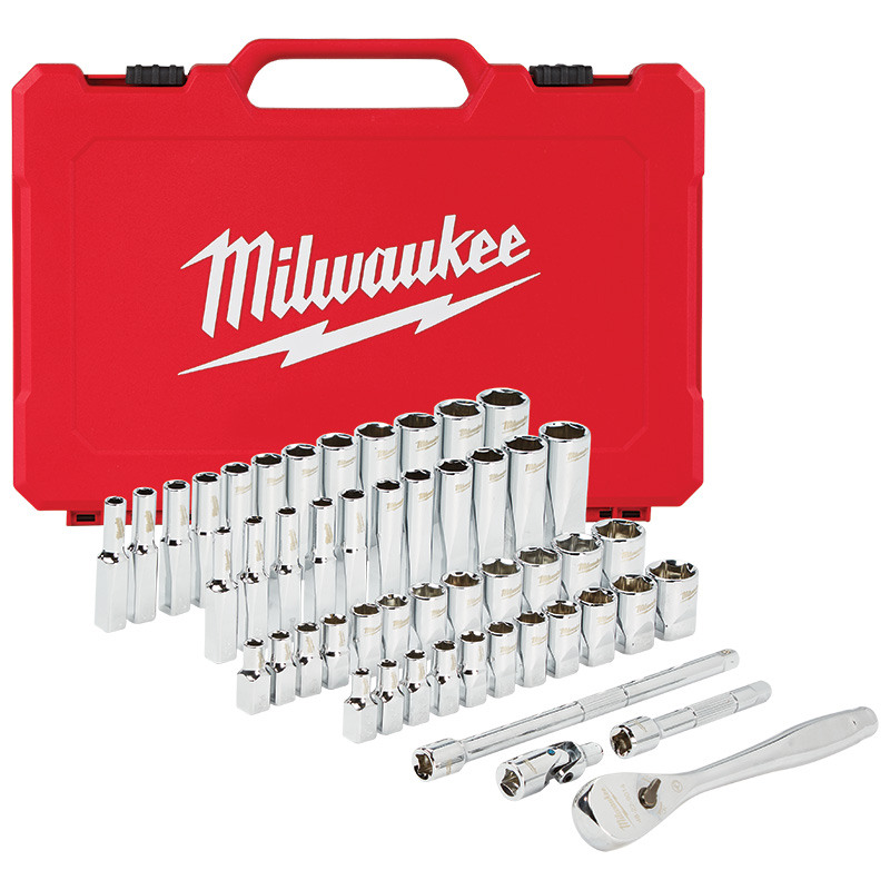 50 Pc. Milwaukee® 1/4" Drive SAE and Metric Ratchet and Socket Set