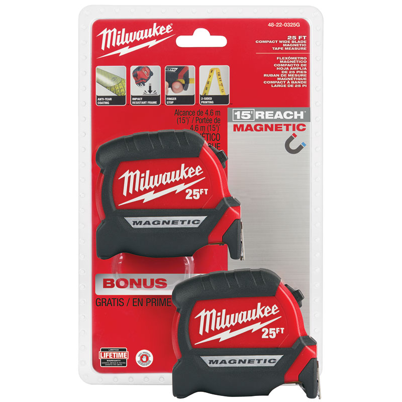 2 Pc. Milwaukee® Compact Magnetic Tape Measure