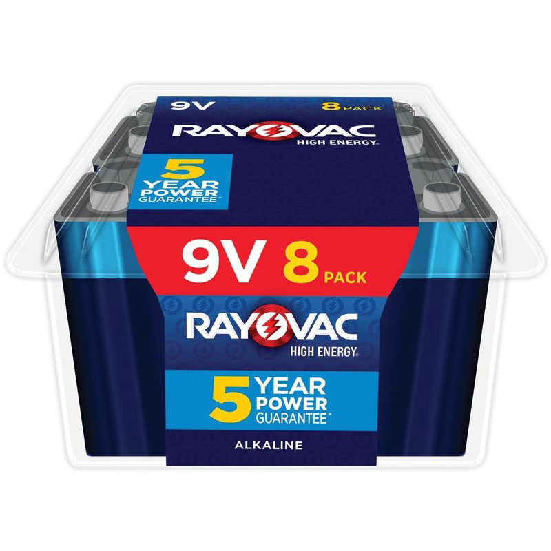 8 Pk. Rayovac High Energy 9V Alkaline Batteries