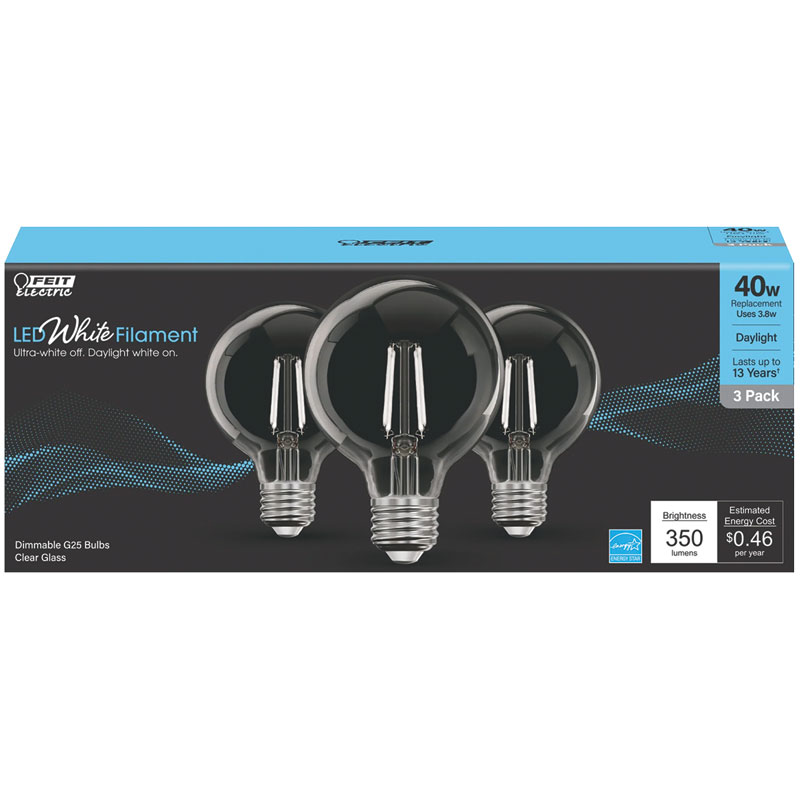 3 Pk. Feit® White Filament Daylight LED Light Bulbs