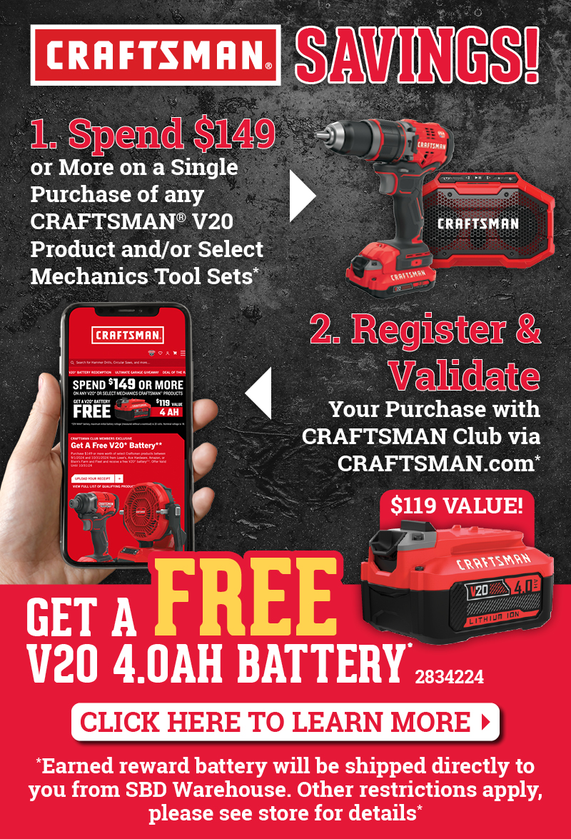 Craftsman Free Battery Promo