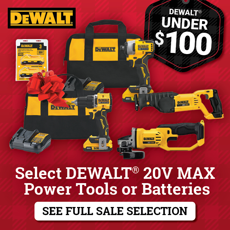 Select Dewalt® Power Tools or Batteries for Under $100